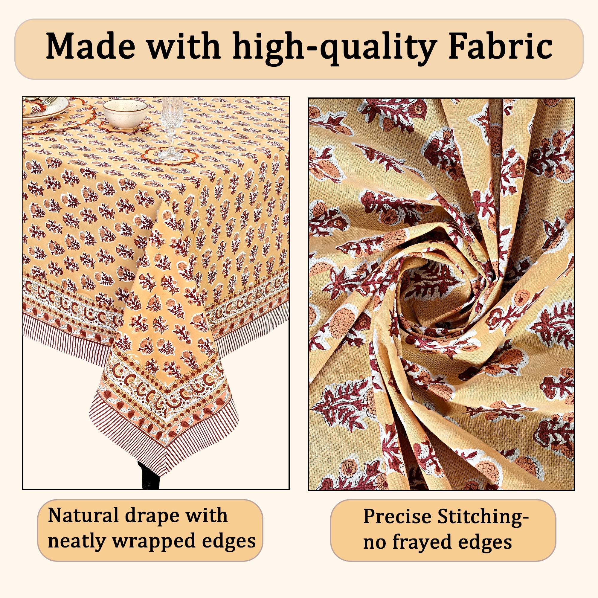 Amber Marigold Square & Rectangle Tablecloth Ridhi Block Print