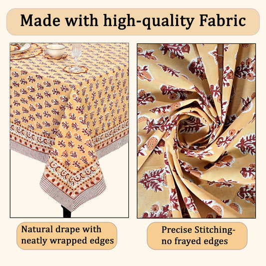 Amber Marigold Square & Rectangle Tablecloth Ridhi Block Print