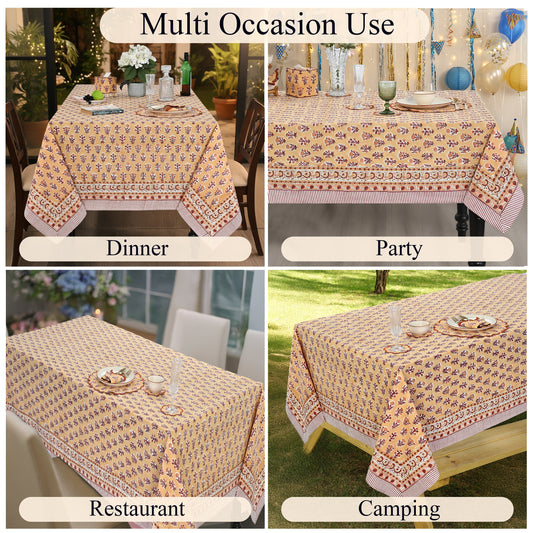 Amber Marigold Square & Rectangle Tablecloth Ridhi Block Print