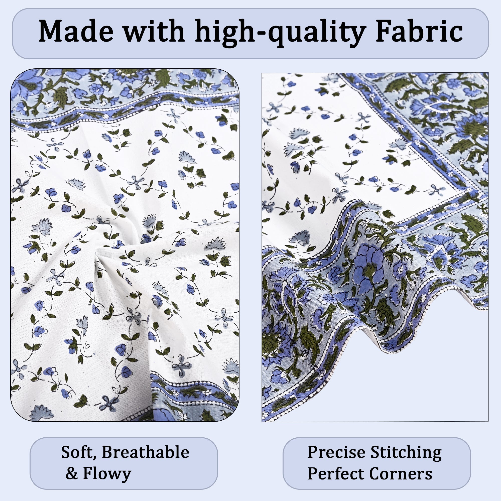 Powder Blue Border Napkins Ridhi Block Print