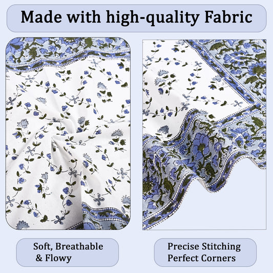 Powder Blue Border Napkins Ridhi Block Print