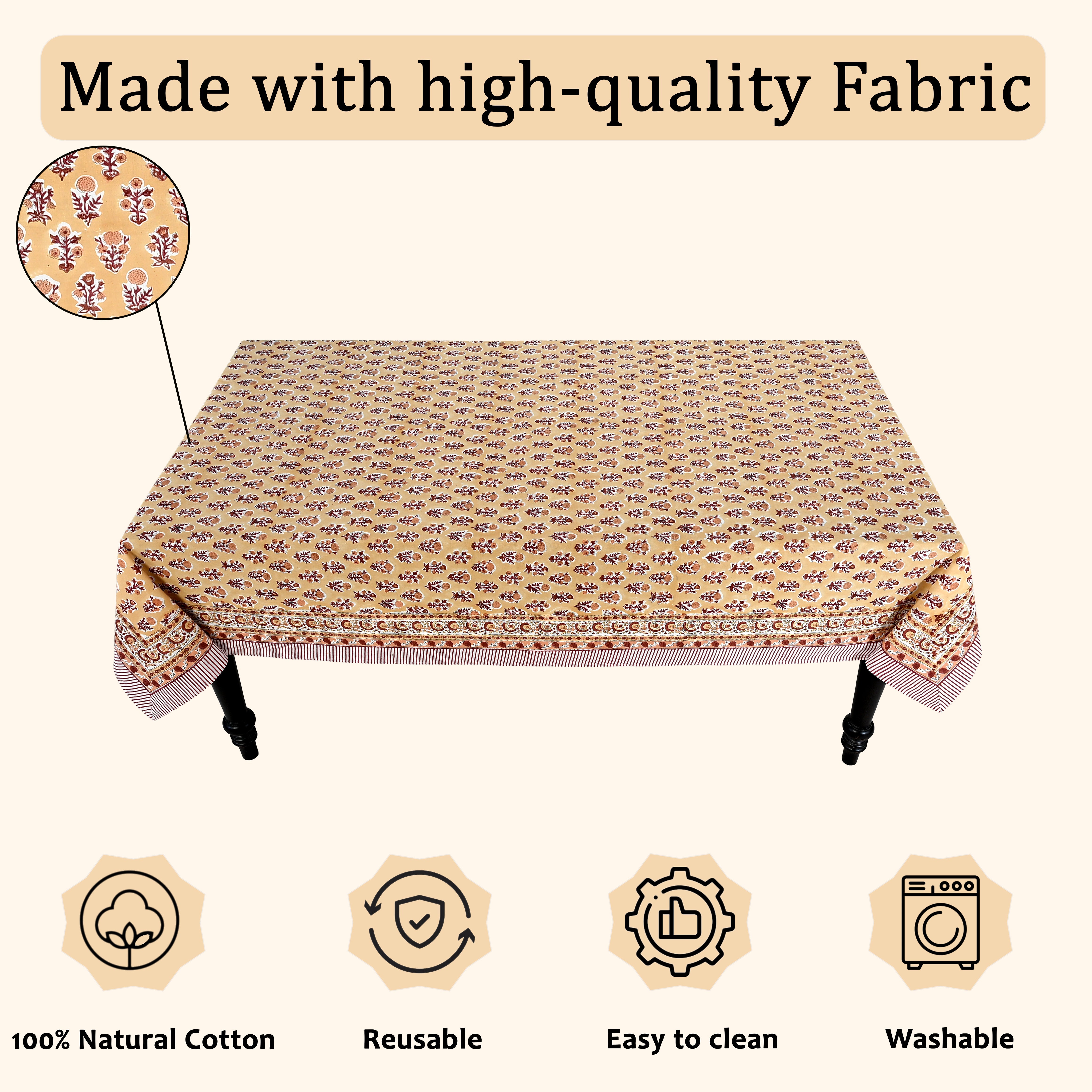 Amber Marigold Square & Rectangle Tablecloth Ridhi Block Print