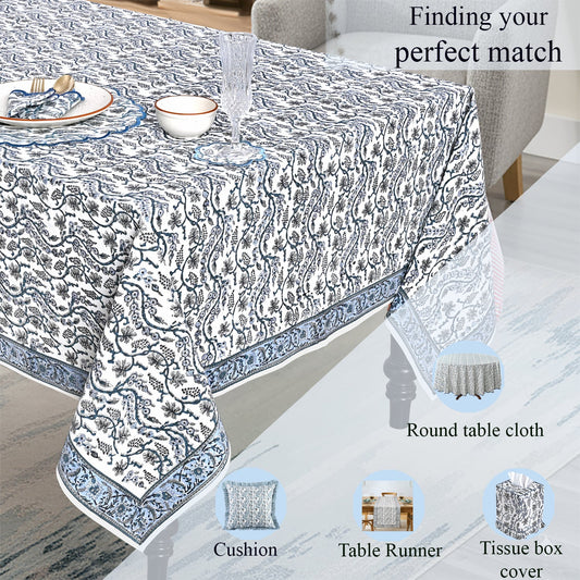 Baby Blue Eyes Rectangle Tablecloth Ridhi Block Print