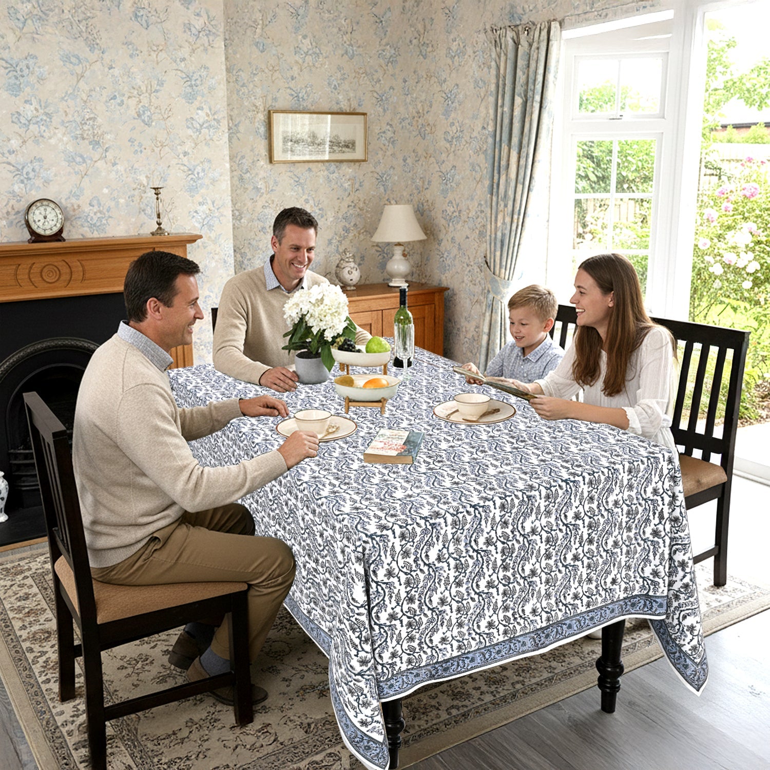 Baby Blue Eyes Rectangle Tablecloth Ridhi Block Print