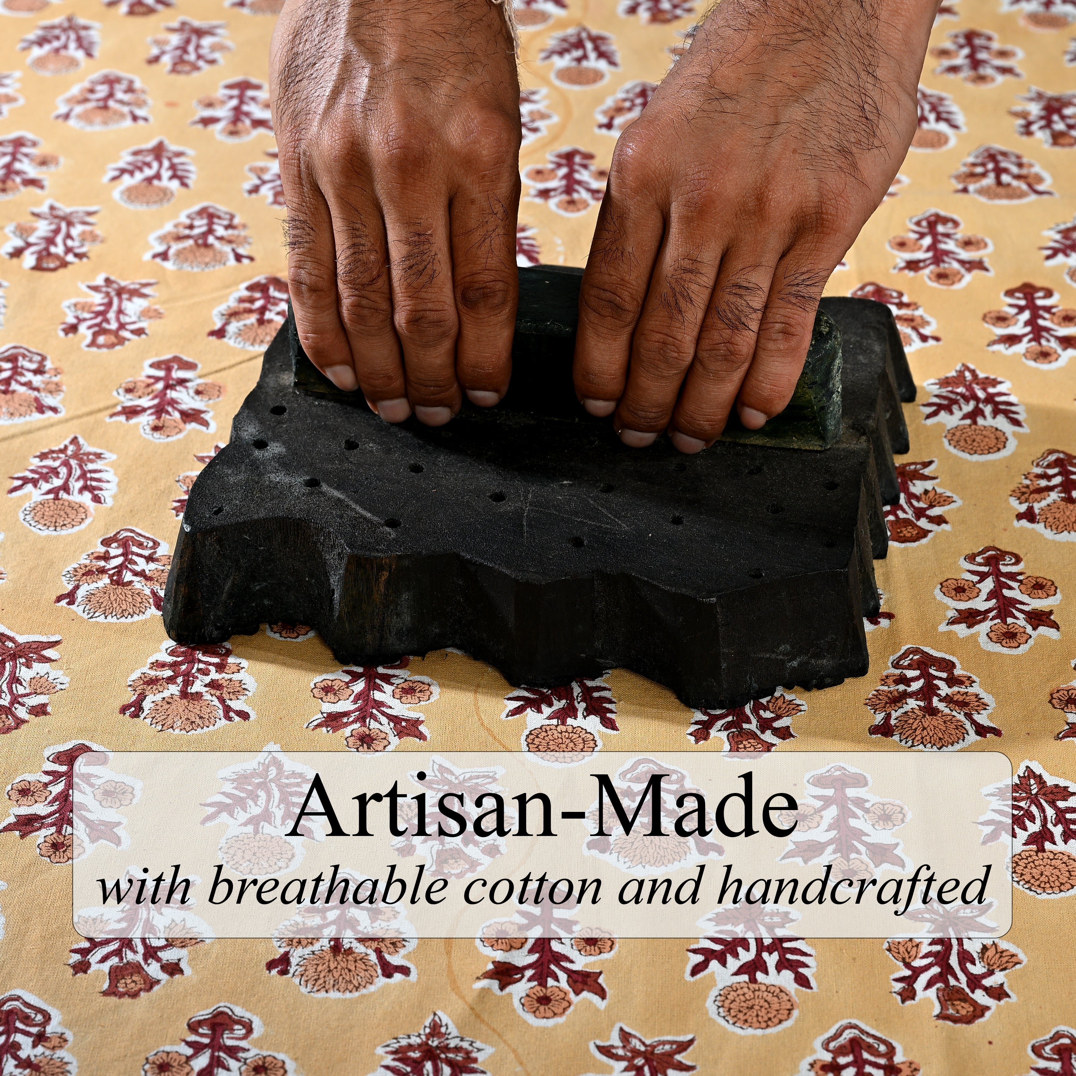 Amber Marigold Square & Rectangle Tablecloth Ridhi Block Print
