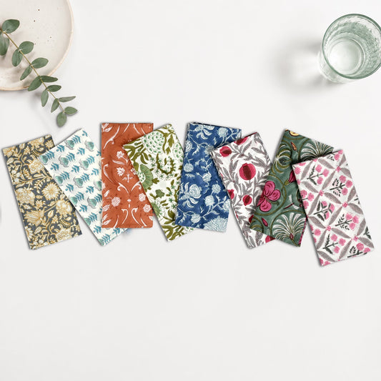 Assorted Plain Napkins Ridhi Block Print