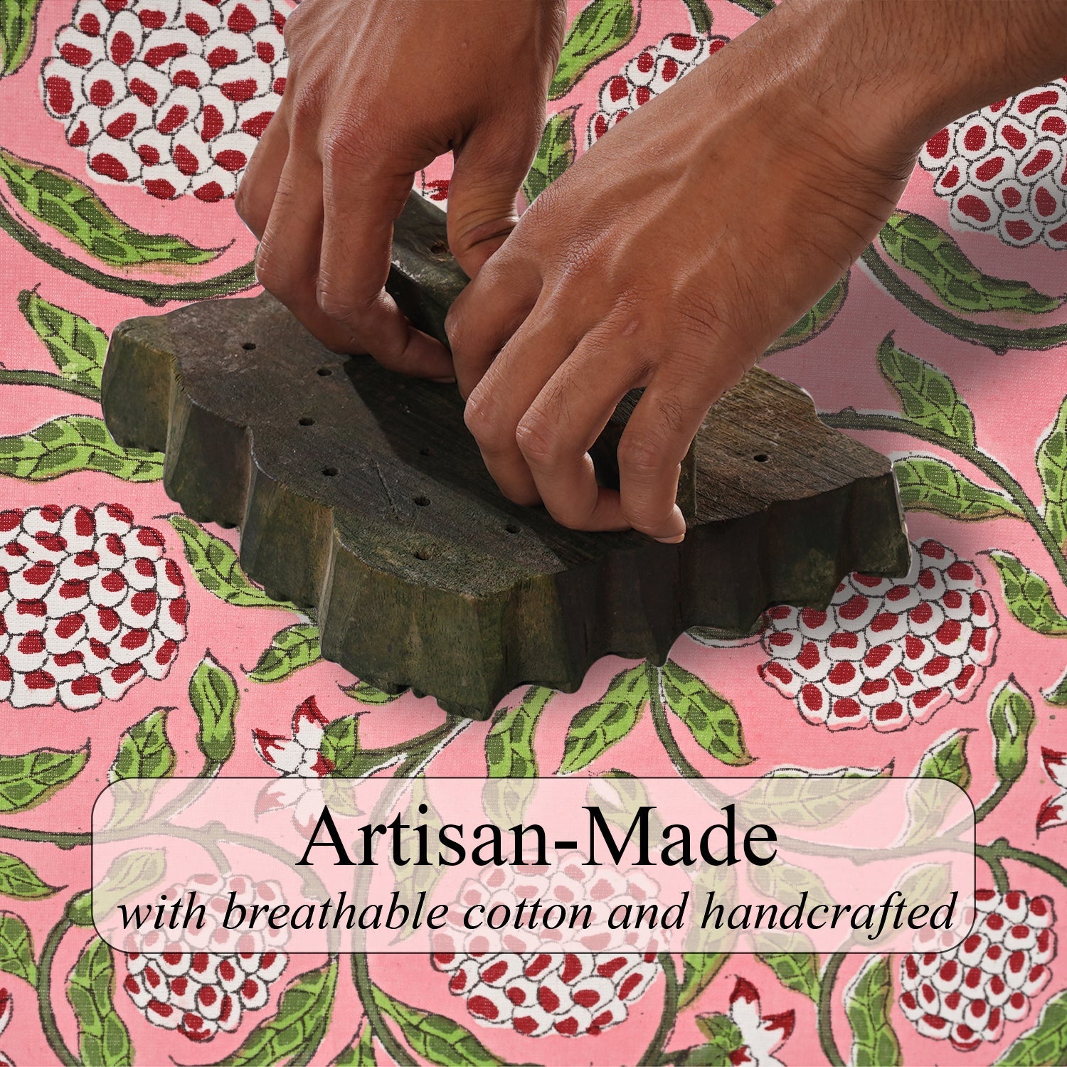 Block Print Cotton Quilted Toiletry Bag - Strawberry Pink RIDHI