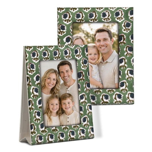 Hand Block Print Cotton Picture Frame - Basil Green