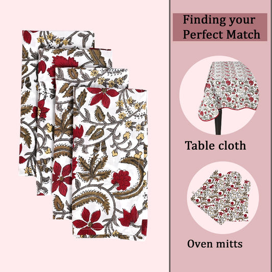 Hand Block Print Cotton Cloth Napkin - Prune Red