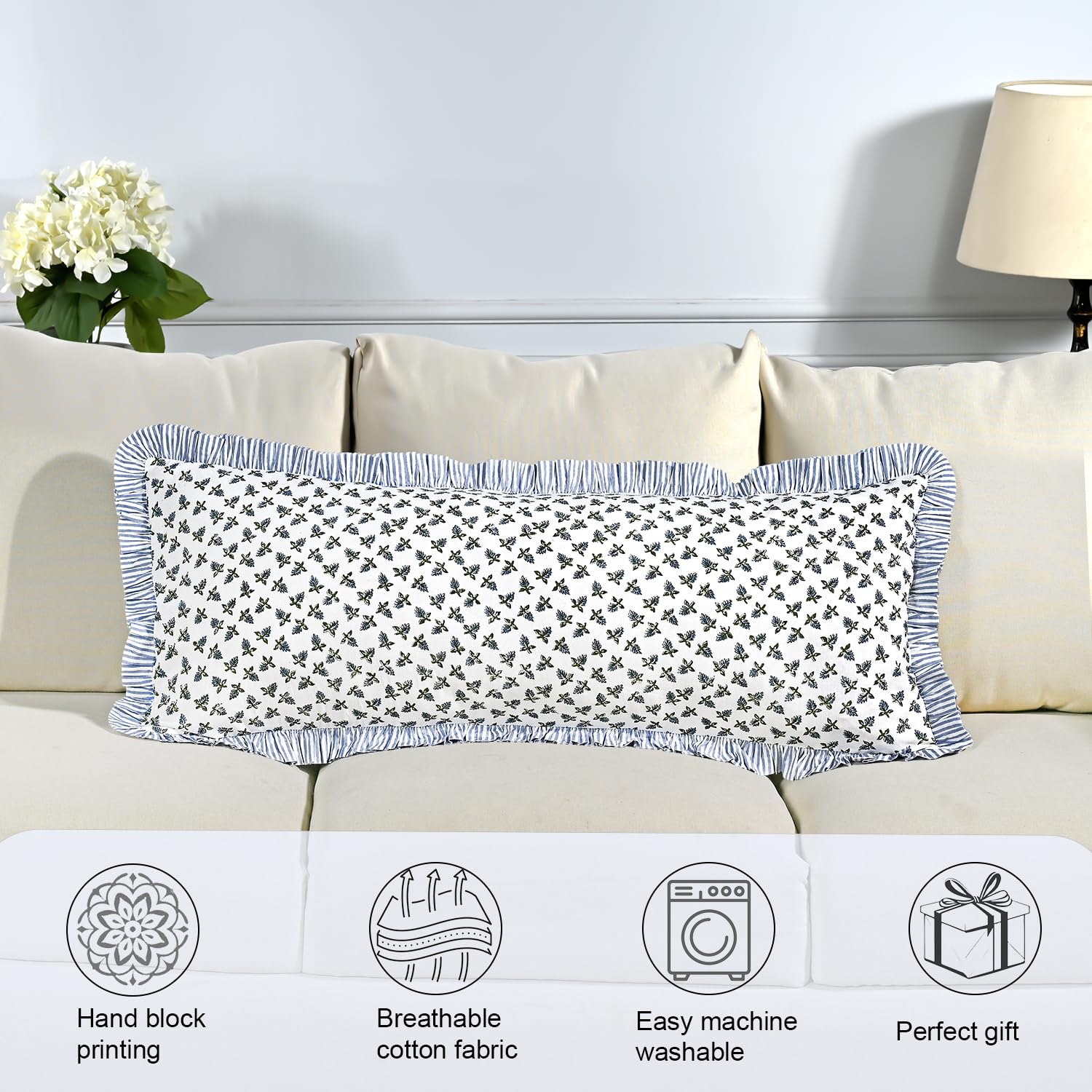 Hand Block Print Cotton Pillow Sham - Baby Blossams