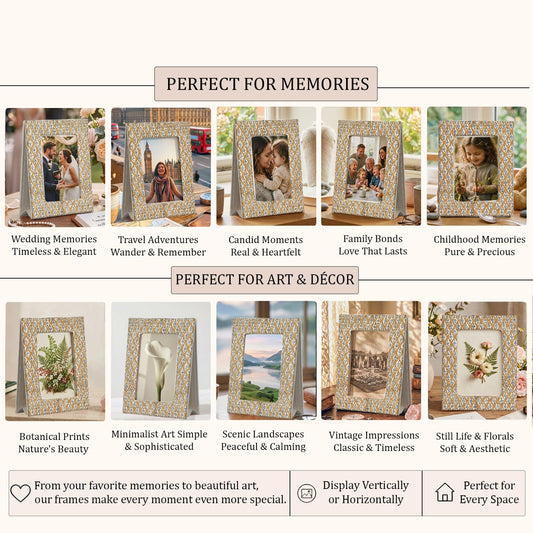 Hand Block Print Cotton Picture Frame - Fullers Earth Powder