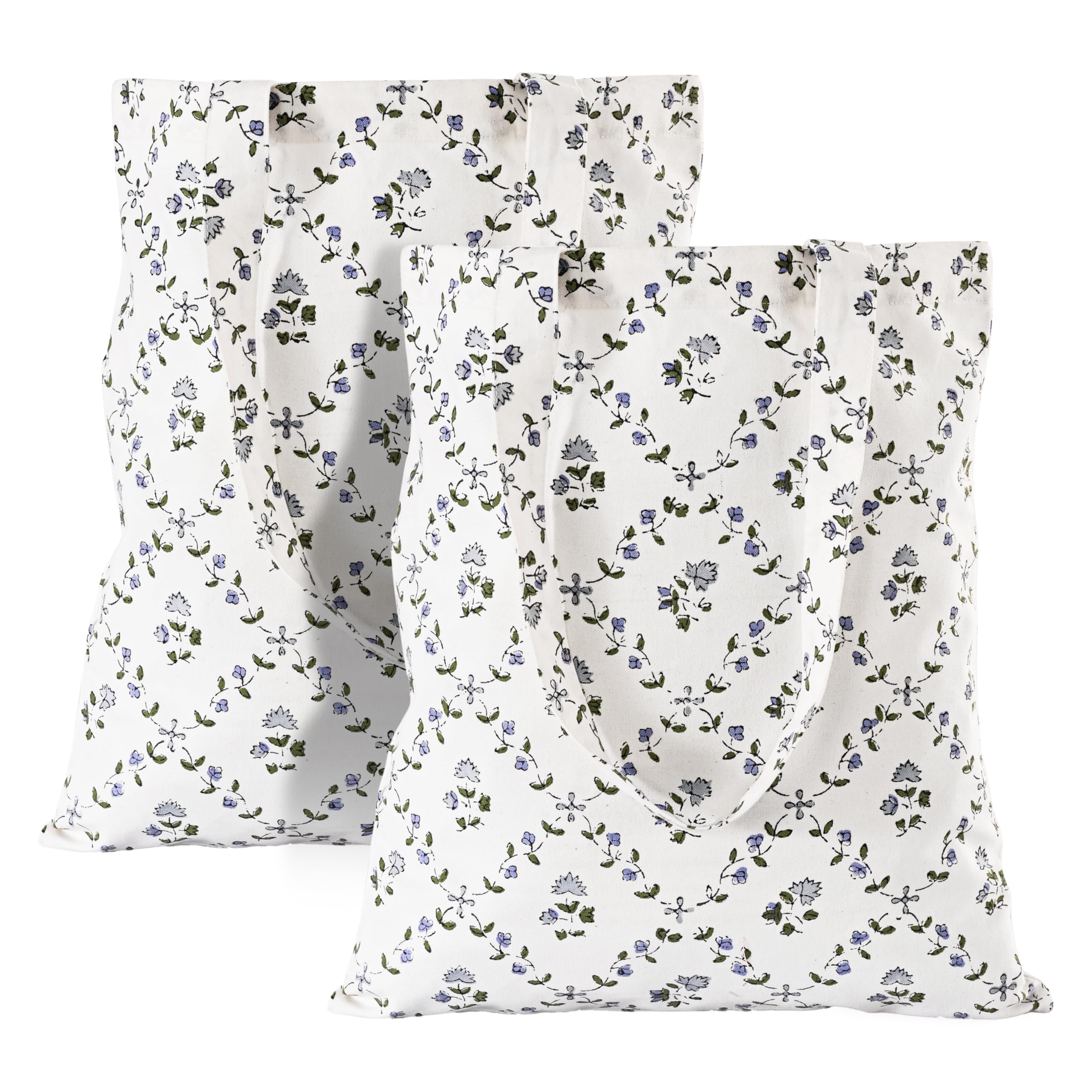 Hand Block Print Cotton Tote Bag - Powder Blue