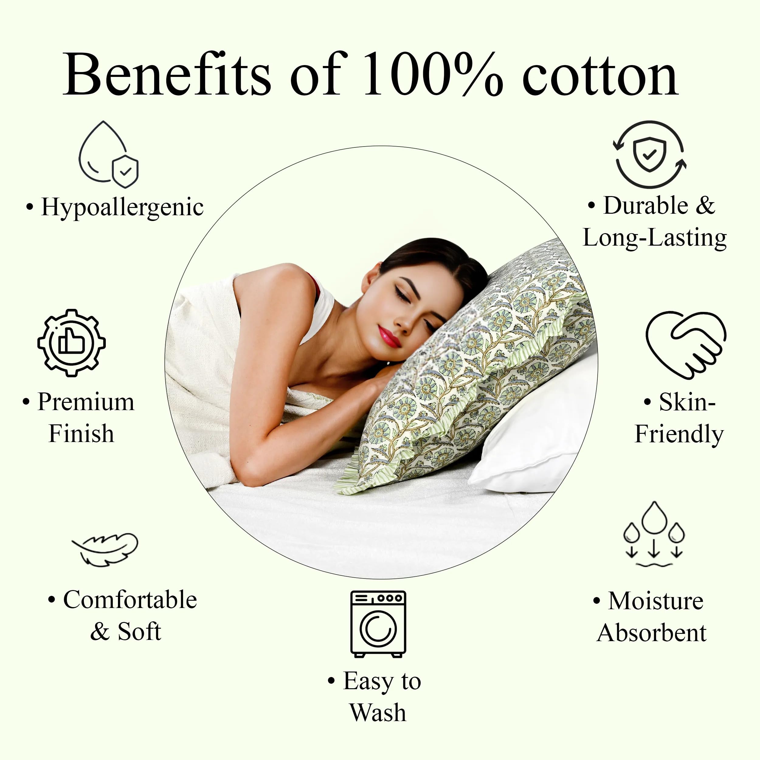 Hand Block Print Cotton Throw Pillow Cover - Bloom Bubbles