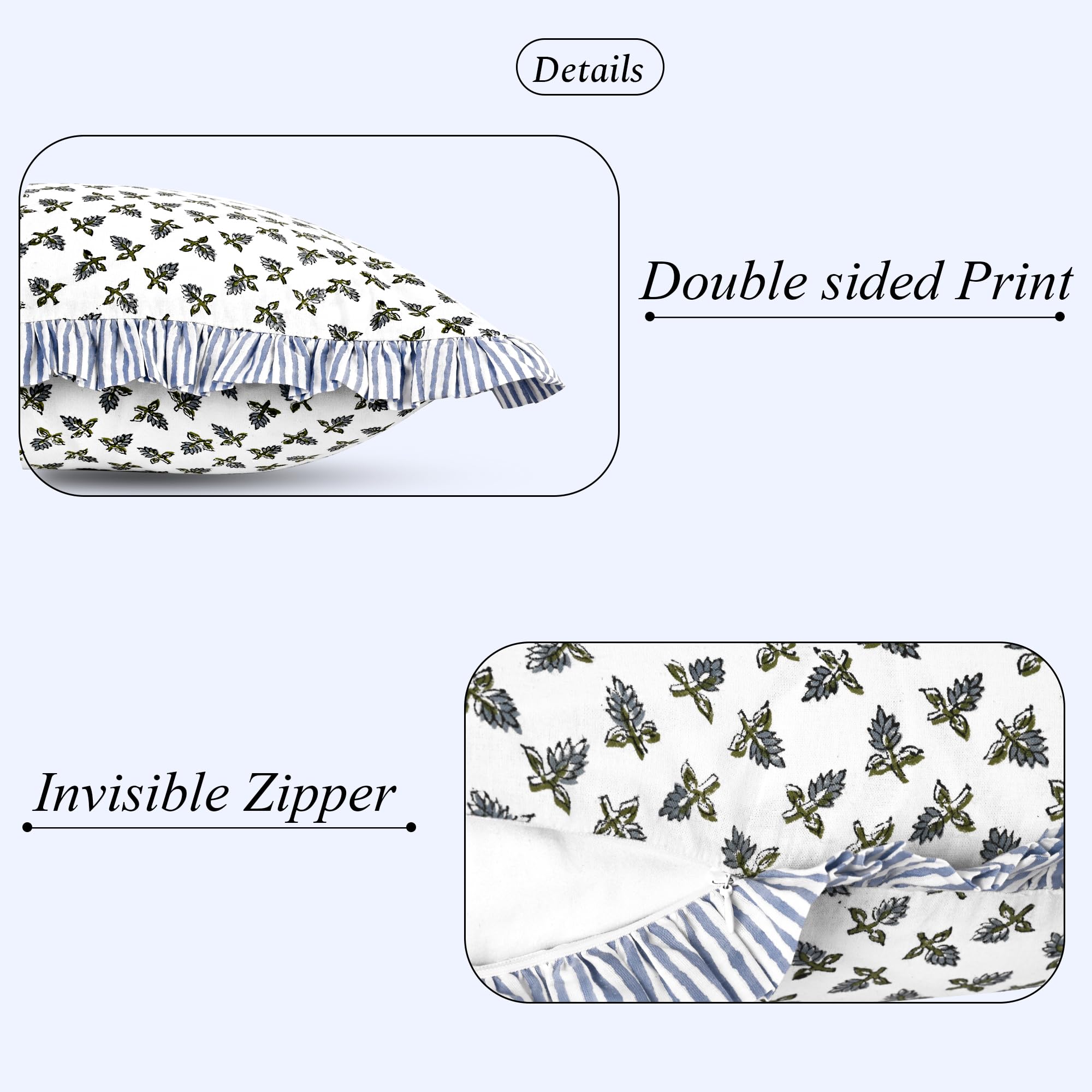 Hand Block Print Cotton Pillow Sham - Baby Blossams
