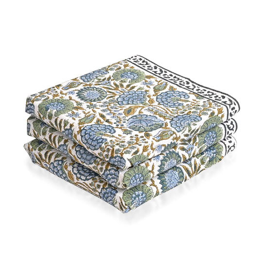 Ridhi asparagus green hand block print cotton kitchen towels