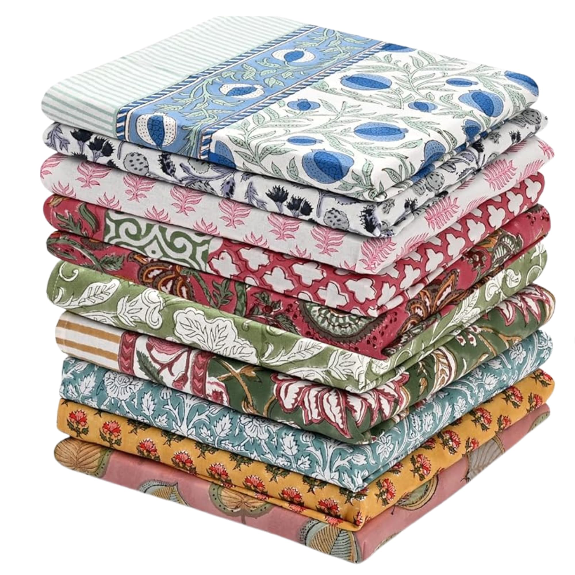 Hand Block Print Cotton Kitchen Towel - Assorted