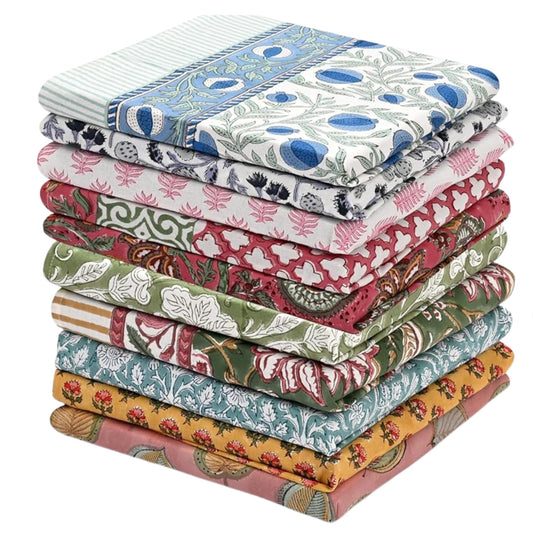 Hand Block Print Cotton Kitchen Towel - Assorted