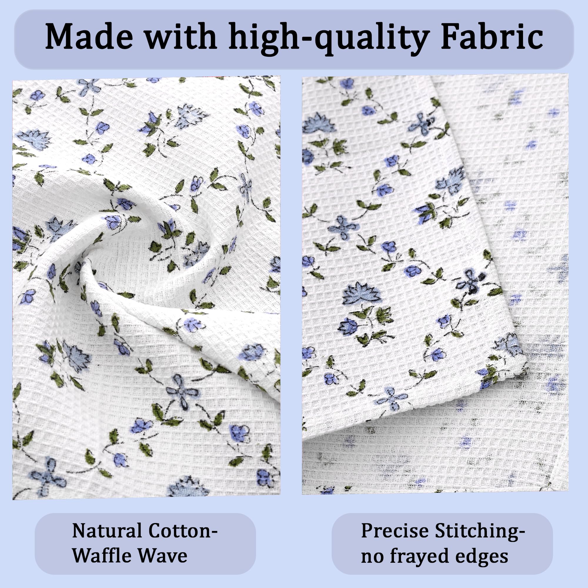 Hand Block Print Cotton Kitchen Towel - Powder Blue