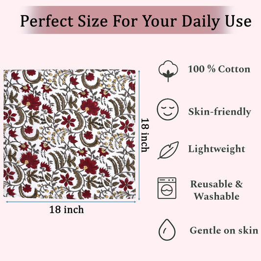 Hand Block Print Cotton Cloth Napkin - Prune Red
