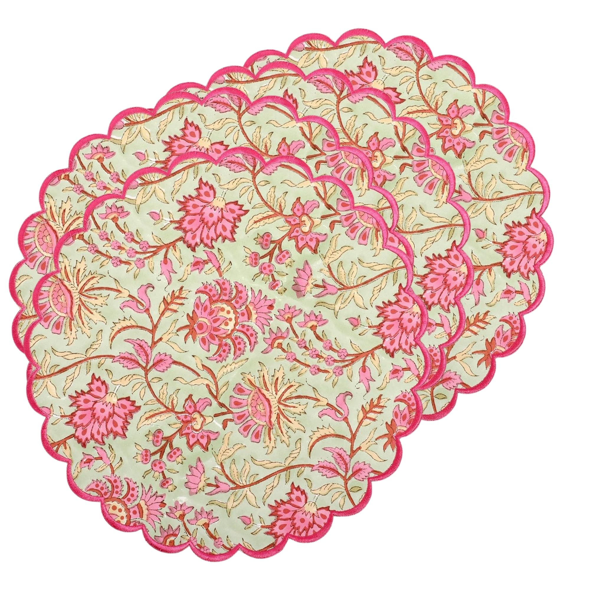 Hand Block Print Cotton Placemat - Pistachio Green