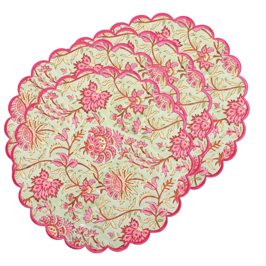 Hand Block Print Cotton Placemat - Pistachio Green