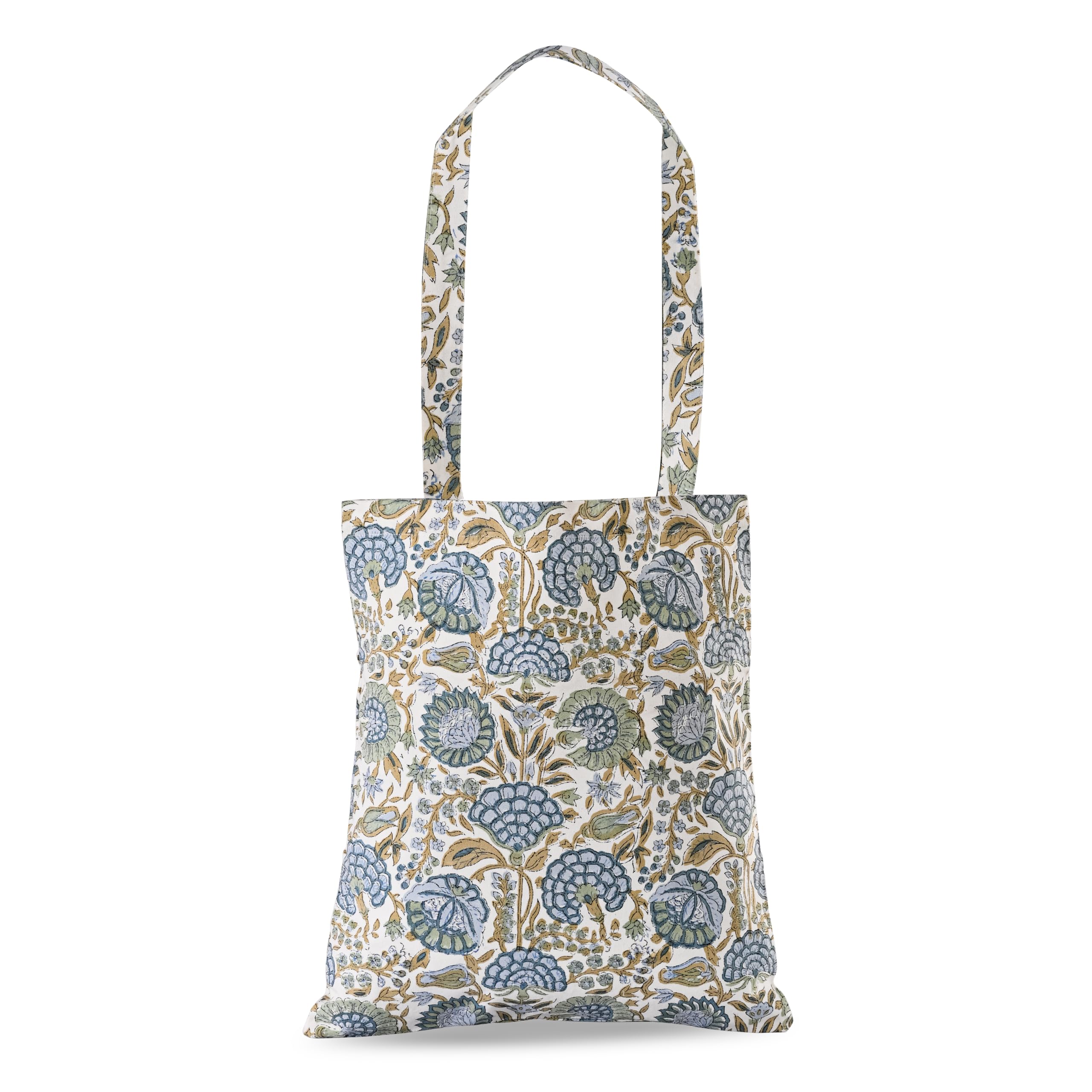Hand Block Print Cotton Tote Bag - Asparagus Green