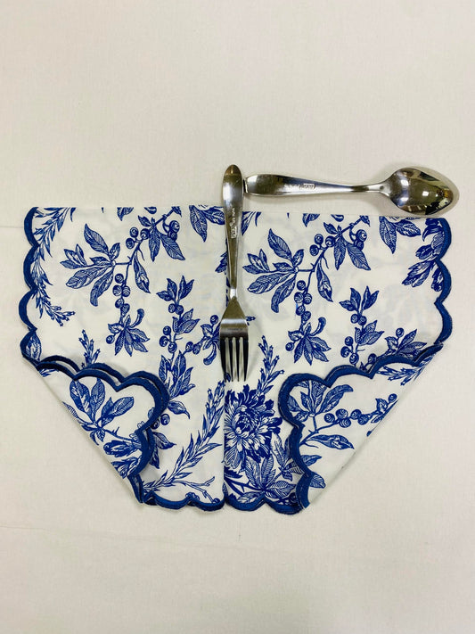 Hand Block Print Cotton Cloth Napkin - Incremental Blue