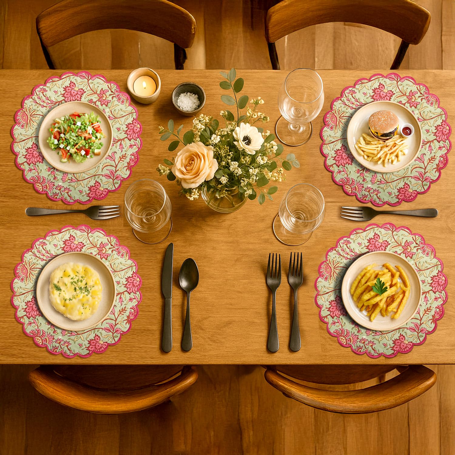 Hand Block Print Cotton Placemat - Pistachio Green