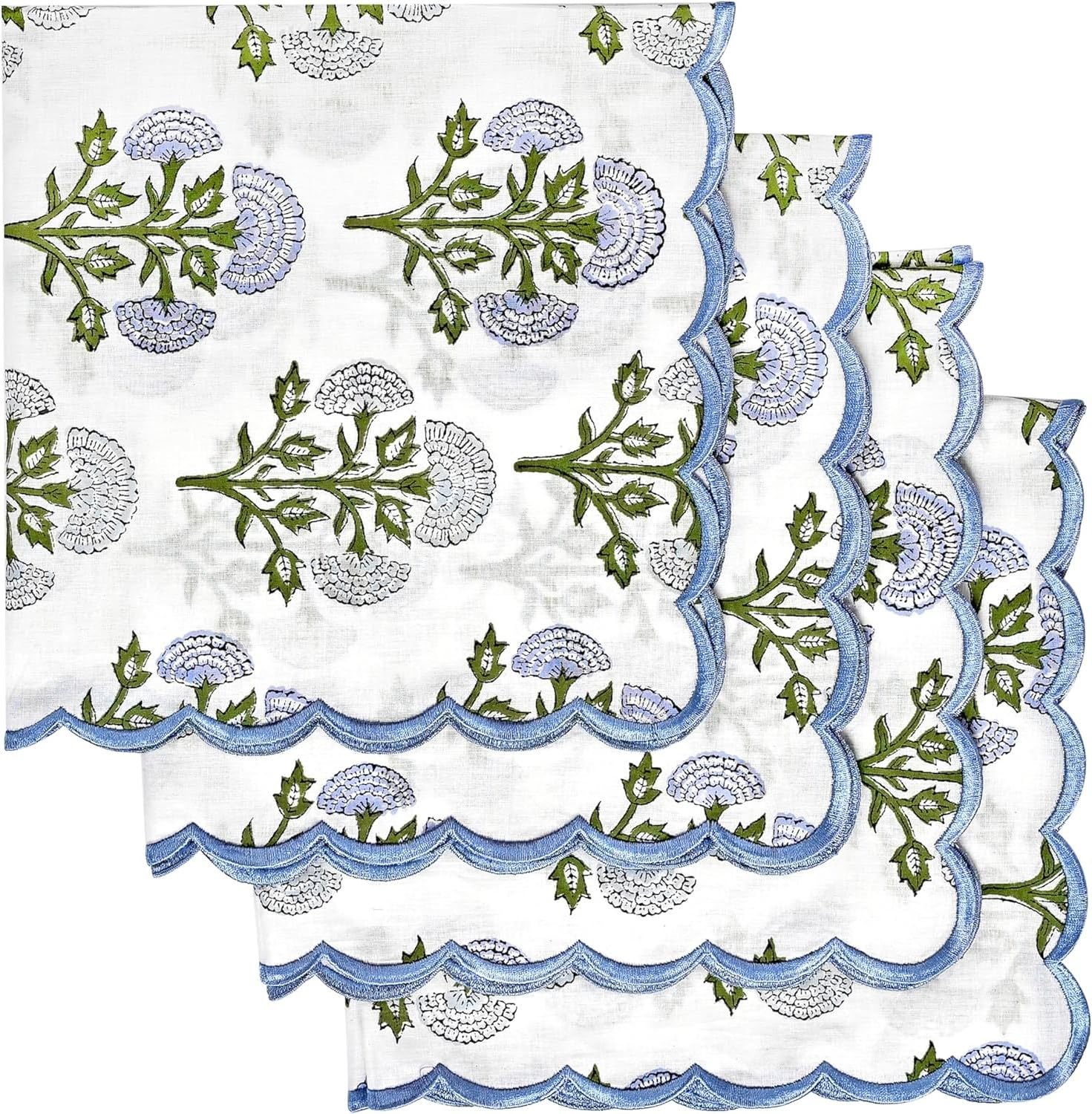 Hand Block Print Cotton Cloth Napkin - Mughal Buta Blue