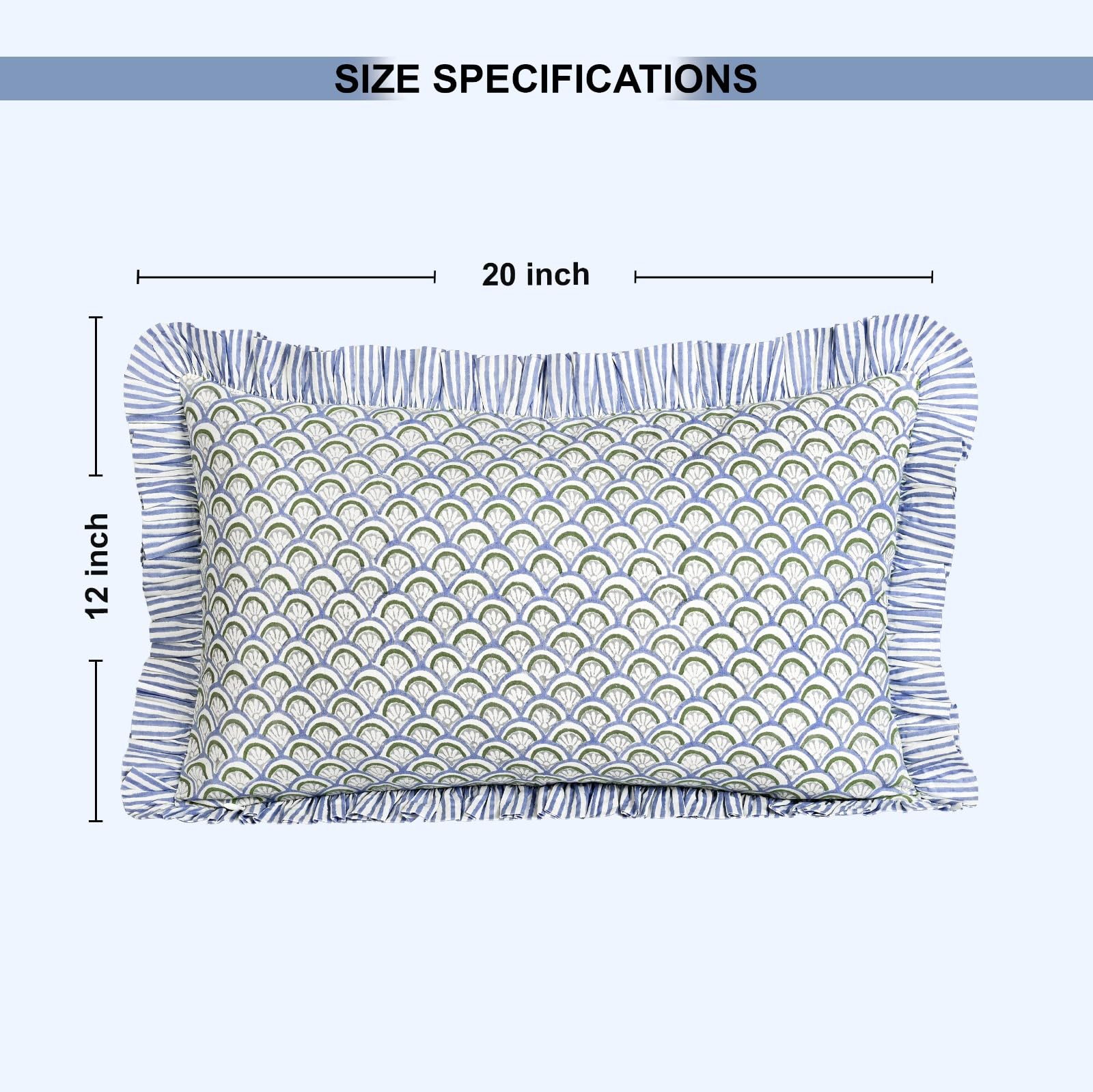 Hand Block Print Cotton Throw Pillow Cover - Hand Fan Harmony