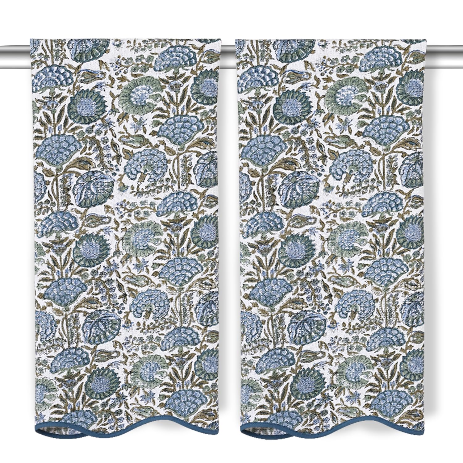 Hand Block Print Cotton Kitchen Towel - Asparagus Green