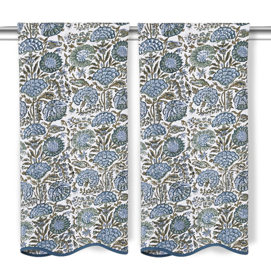 Hand Block Print Cotton Kitchen Towel - Asparagus Green
