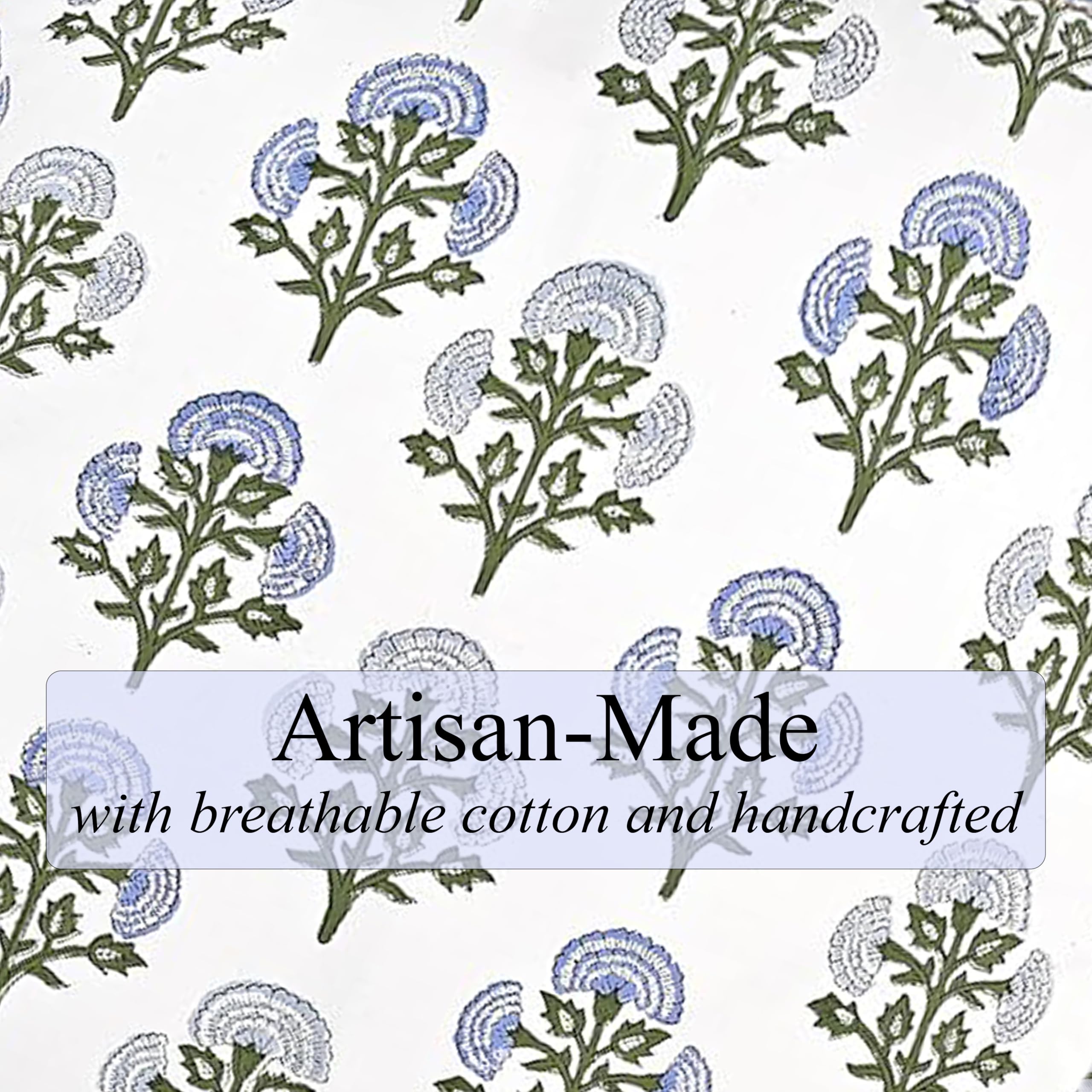 Hand Block Print Cotton Placemat - Mughal Buta Blue