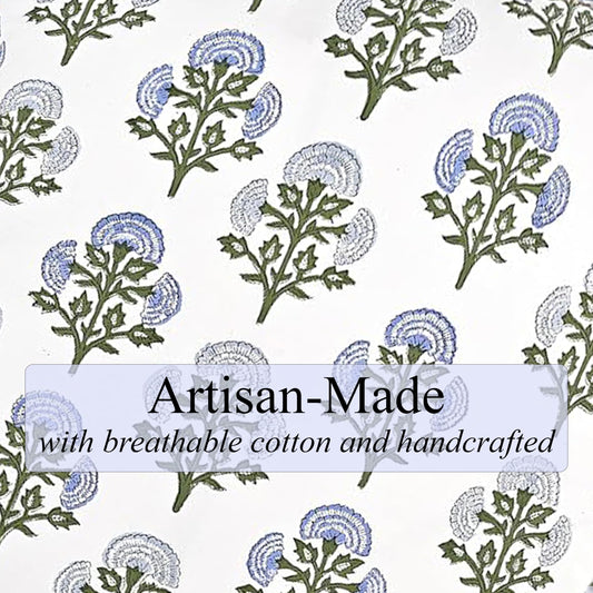 Hand Block Print Cotton Placemat - Mughal Buta Blue