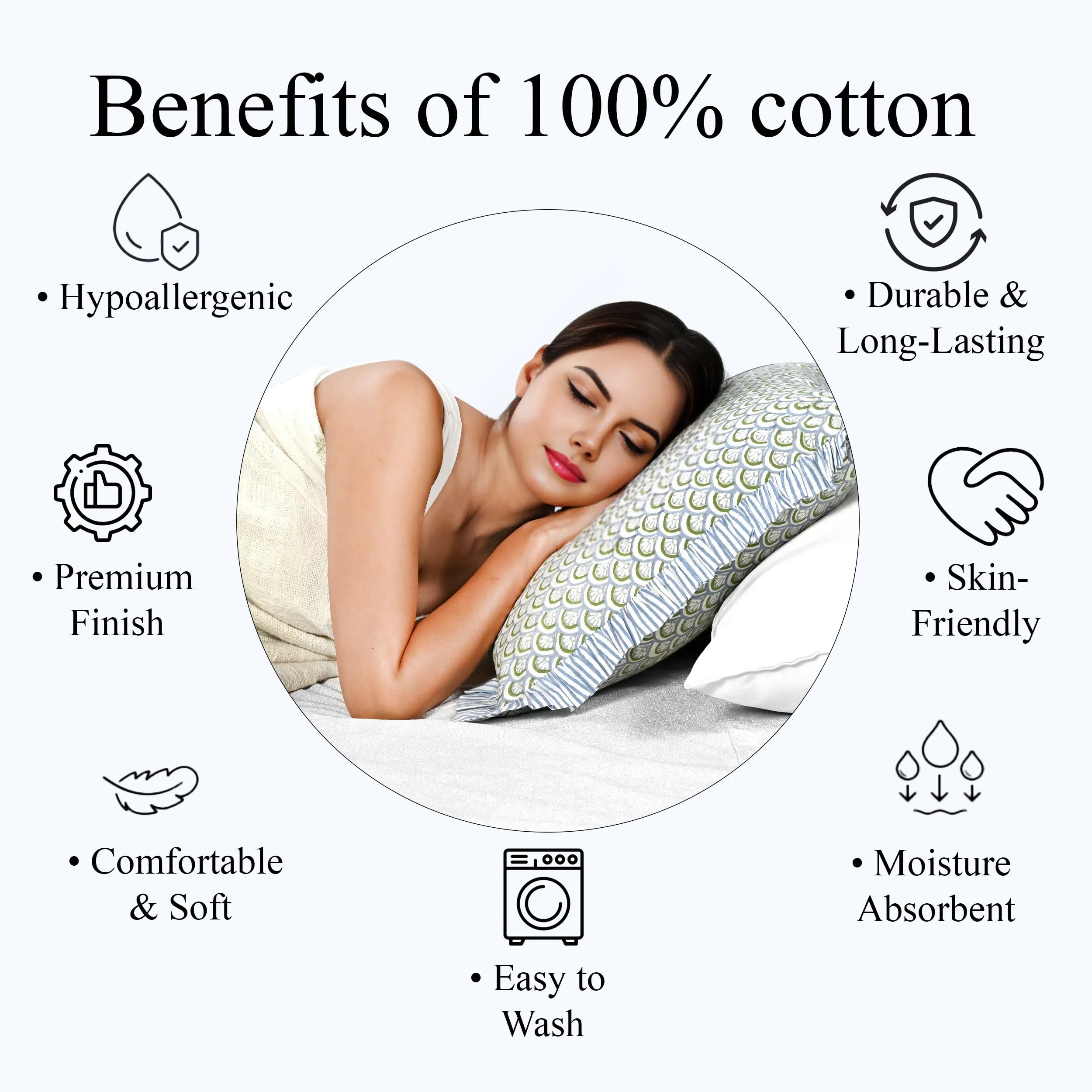 Hand Block Print Cotton Throw Pillow Cover - Hand Fan Harmony