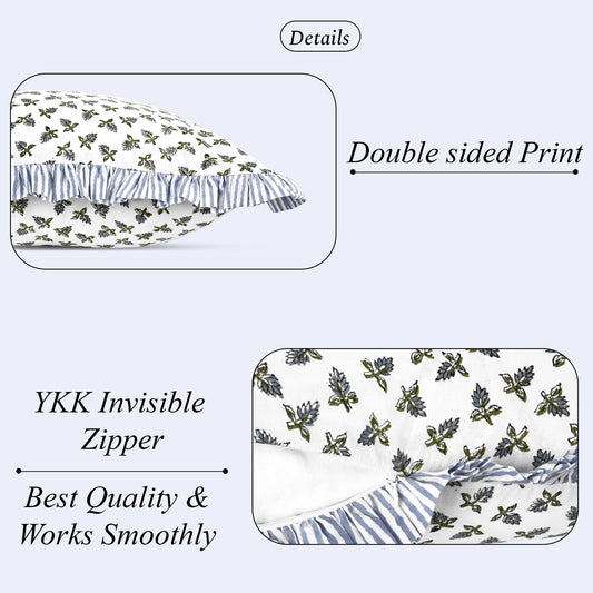 Hand Block Print Cotton Throw Pillow Cover - Baby Blossoms