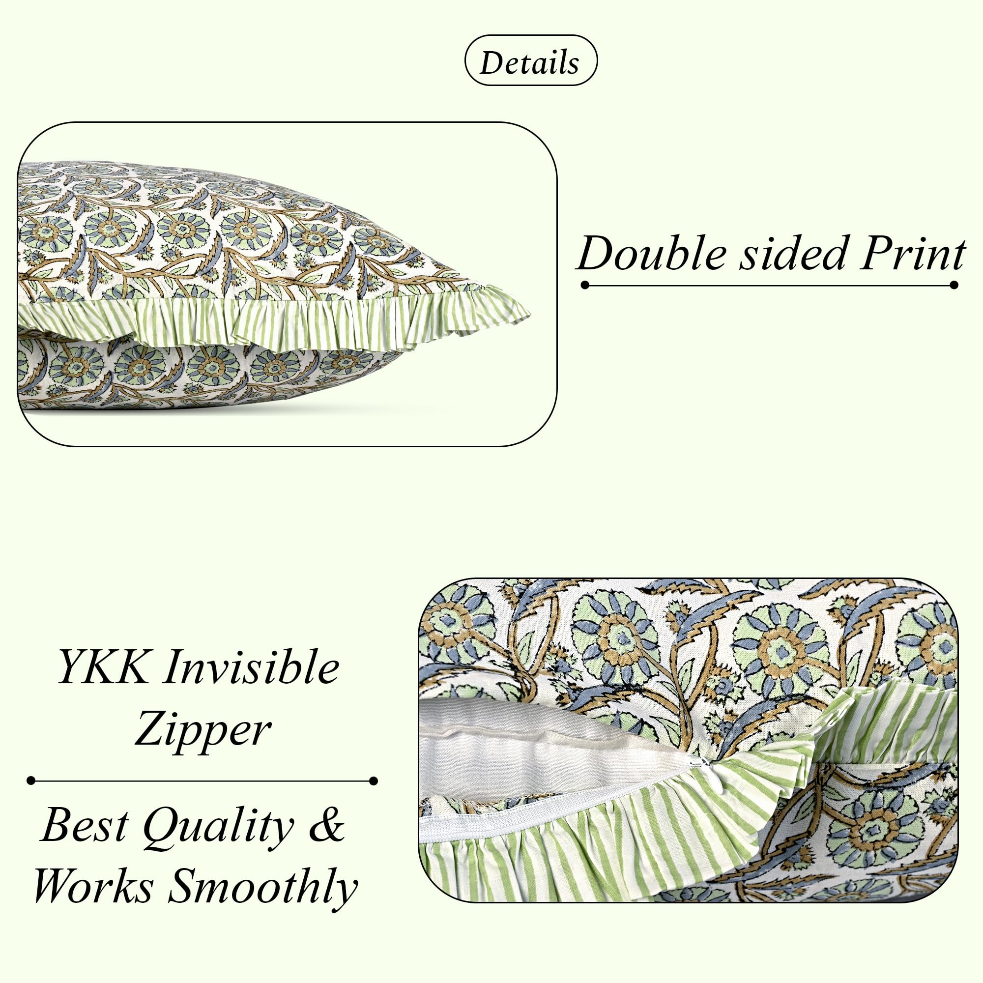 Hand Block Print Cotton Throw Pillow Cover - Bloom Bubbles