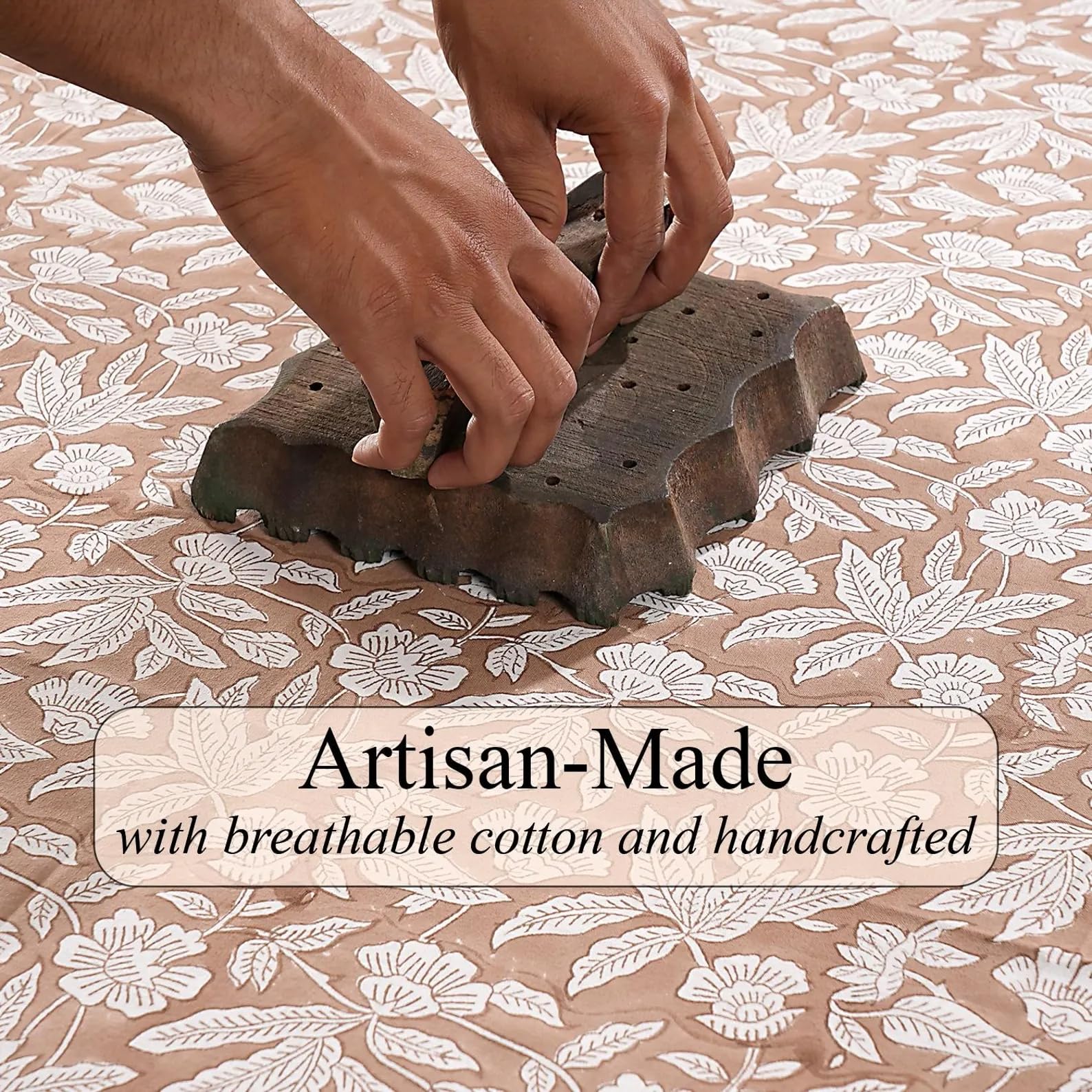 Hand Block Print Cotton Table Runner - Ook Brown