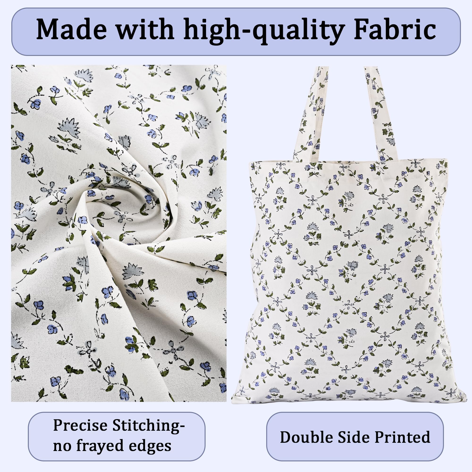 Hand Block Print Cotton Tote Bag - Powder Blue