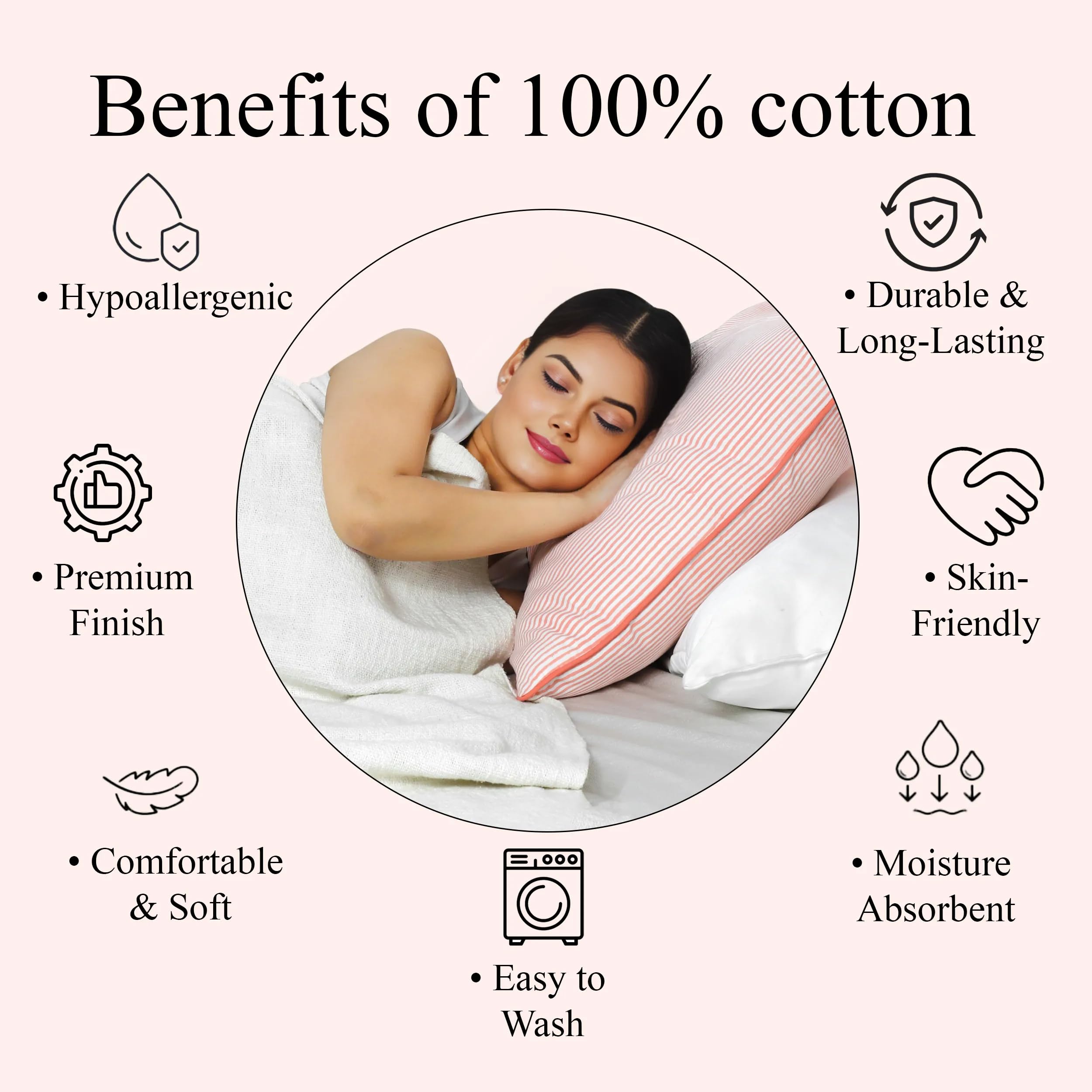 Hand Block Print Cotton Throw Pillow Cover - Pink Stripe