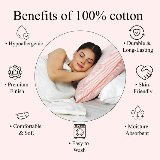 Hand Block Print Cotton Throw Pillow Cover - Pink Stripe