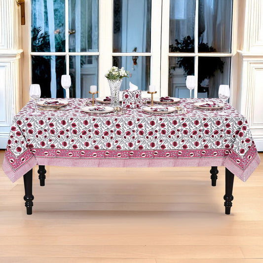 Sangria Red Rectangle Tablecloth Ridhi Block Print