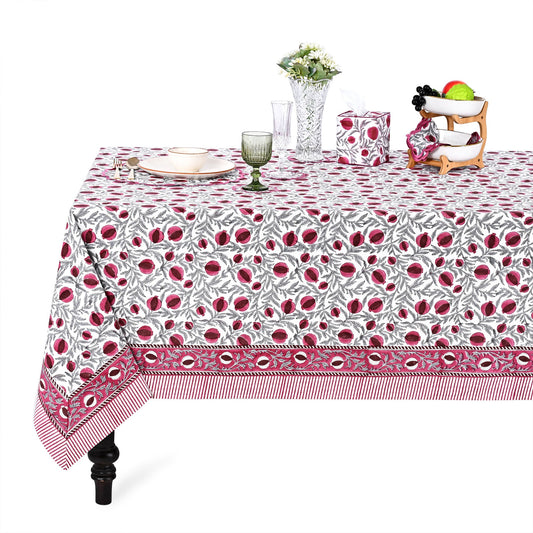 Sangria Red Rectangle Tablecloth Ridhi Block Print