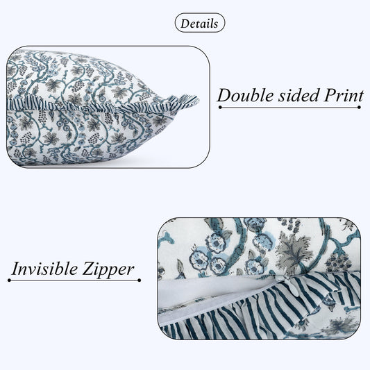 Baby Blue Eyes Bed Pillow Cover Ridhi Block Print