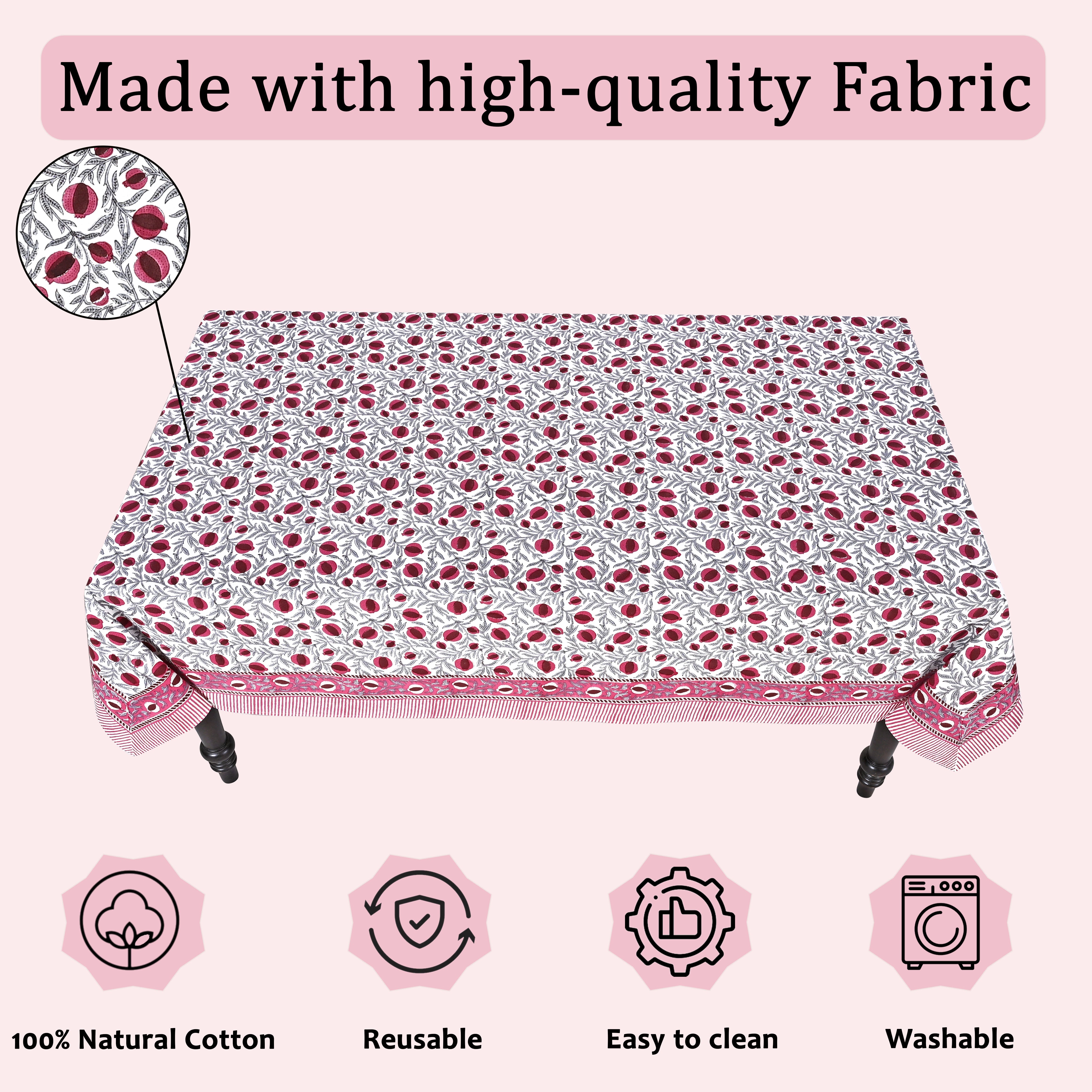 Sangria Red Rectangle Tablecloth Ridhi Block Print