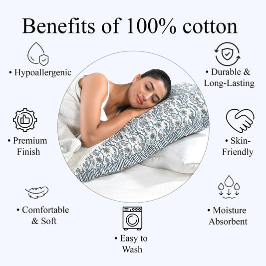 Baby Blue Eyes Bed Pillow Cover Ridhi Block Print