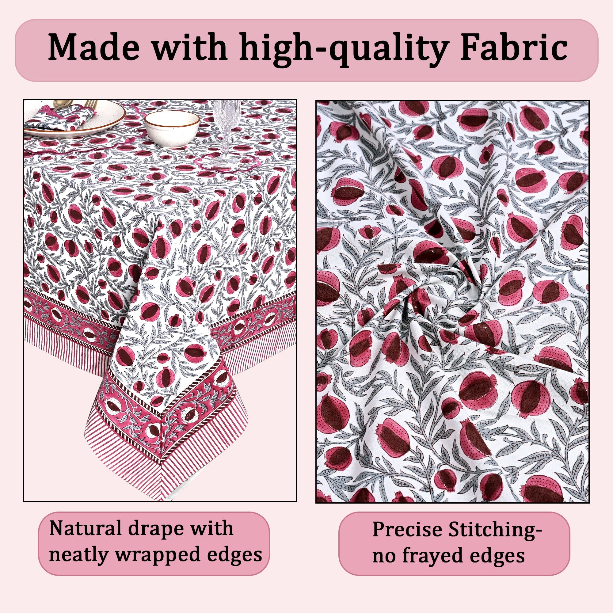 Sangria Red Rectangle Tablecloth Ridhi Block Print