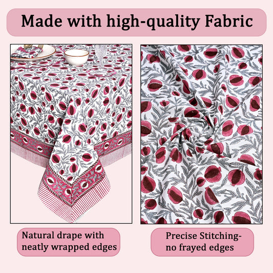 Sangria Red Rectangle Tablecloth Ridhi Block Print