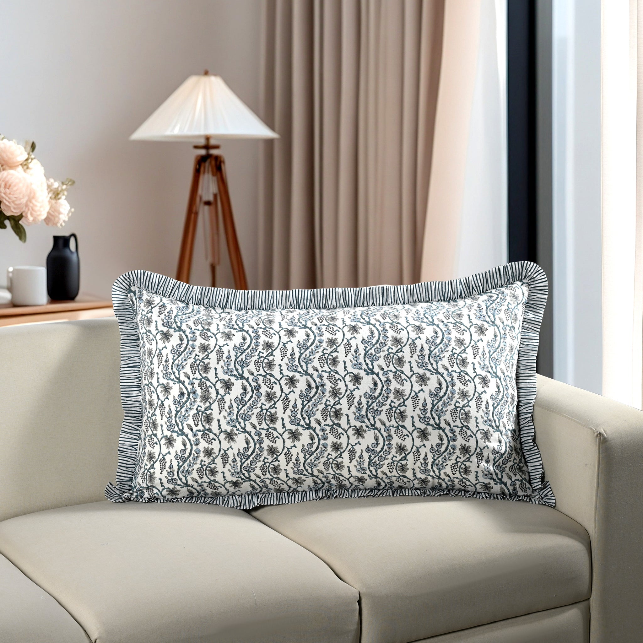 Baby Blue Eyes Bed Pillow Cover Ridhi Block Print