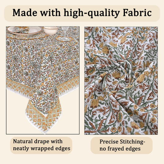 Goldenrod Yellow Rectangle Tablecloth Ridhi Block Print